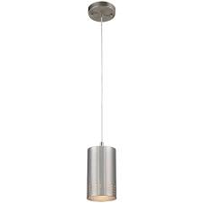 Westinghouse 1 Light Brushed Nickel Adjustable Mini Pendant With Perforated Metal Cylinder Shade 6101200 The Home Depot