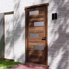 Offset Slat Modern Wood Front Door With