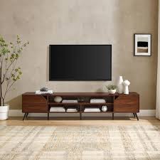 Dark Walnut Wood Modern Wide Tv Stand