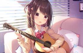 Wallpaper girl, guitar, anime images ...