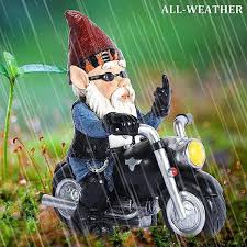 Garden Gnome Riding Motorcycle Funny Outdoor Gnome Decoration Indoor Outdoor Lawn Figurines For Home Yard Decor Small