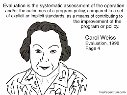 Here&#39;s a heavily cited evaluation definition by the late Carol Weiss. Thanks for the prompting Sheila and David. - wpid-Photo-May-2-2013-1244-PM