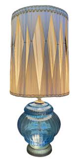 Hollywood Regency Blue Glass Lamp