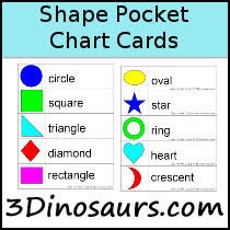 3 Dinosaurs Shape Pocket Chart Cards