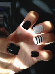 Shiny black acrylic nails designs. 30 Stylish Black White Nail Art Designs For Creative Juice