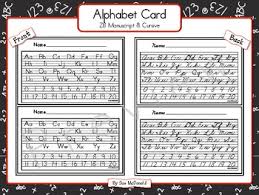 Alphabet Cards Zaner Bloser Manuscript And Cursive