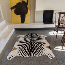 zebra print rug 4 6 ft x 6 6 ft black