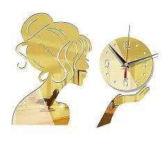 Girl Mirror Acrylic Clock Silent Wall