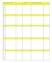 Excel Lesson Plans For High School Simple Blank Lesson Plan Template