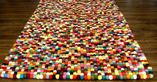 rectangular felted wool ball rug