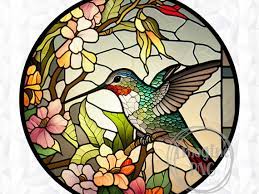 Stained Glass Hummingbird Sublimation