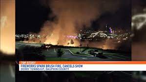 fire crews fireworks cause brush fire