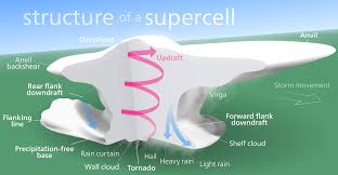 diagram of a supercell with a tornado