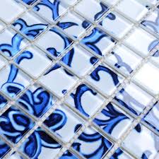 Glass Mosaic Blue Pattern On White Wall