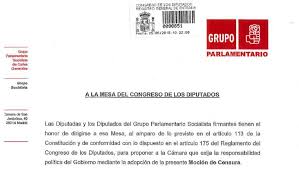 La mesa del congreso admite a trámite el procedimiento. Mocion De Censura Psoe El Psoe Registra La Mocion De Censura Contra Mariano Rajoy Politica Cadena Ser