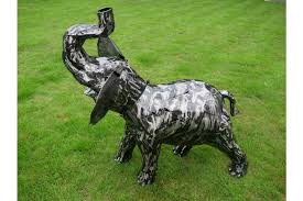 Metal Elephant Garden Statue Large