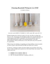 Other approved wire types include: Choosing Household Wiring For Low Emf