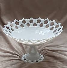 Milk Glass Compote Bell Footed Bowl