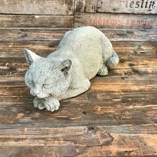 Reconstituted Stone Resting Cat Statue