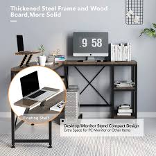 How you can build a floating deskmark the spacing and also place on the back of the back plate of your desk along the facility line of it. Buy F R 54 L Shaped Computer Desk Gaming Corner Desk With Monitor Stand 2 Storage Shelve And Cpu Stand For Small Space Home Office Writing Workstation Modern Simple Style Easy To Assemble Wood