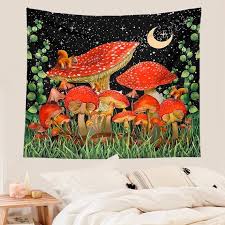 Red Magic Mushroom Tapestry Wall Decor
