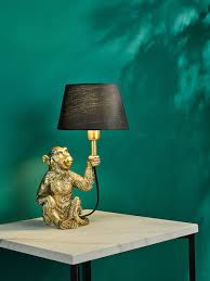 Dar Zira Monkey Table Lamp Gold With Shade