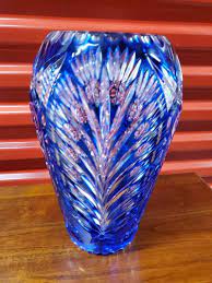 Buy Vintage Bohemian Art Glass Vase Cut