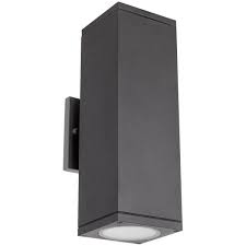 Sunlite 2 Light Matte Black Aluminum Led Up And Down Light Dimmable Outdoor Square Sconce Daylight 5000k Hd02577 1 The Home Depot