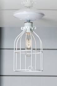 White Cage Light Ceiling Mount Industrial Lighting