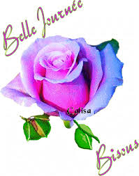Belle journée - Bisous - Rose - Fleur - Gif scintillant - Gratuit - Le Monde des Gifs