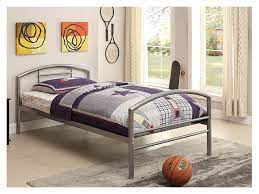 Metal Twin Bed In Silver For