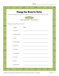 As we know, nouns are naming words and verbs are doing words. Change The Nouns To Verbs Printable 3rd 5th Grade Grammar Activity