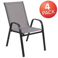 Flash Furniture 4 Pack Brazos Series Gray Outdoor Stack Chair