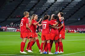 The new women's home jersey draws on a distinctive mix of red colours — challenge red, sport red and university red — across a geometric design of maple leaves. Canada Opens Tokyo 2020 Women S Olympic Football Tournament With 1 1 Draw Against Japan Canada Soccer