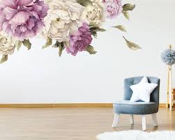 Purple White Peony Flower Wall Decals