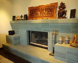 Green Slate Tile Fireplace Asian