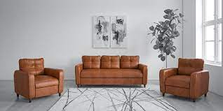 jerry leatherette sofa set in brown