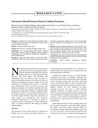 Normative Blood Pressure Data For Indian Neonates