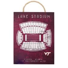 Virginia Tech Lane Stadium Coordinates Wooden Sign
