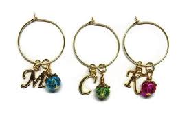Personalized Wine Glass Charms Gold