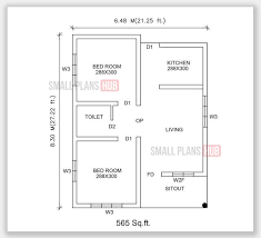 565 Sq Ft 2 Bedroom Single Floor Plan