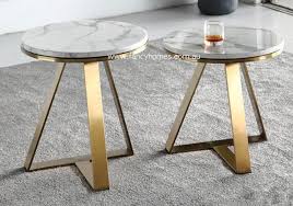 Alaia Marble Top Side Table Gold Base