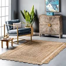 braided scalloped jute rug natural