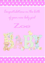 Personalised New Baby Girl Card Design 3