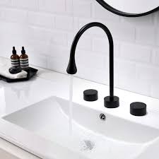 Bath & shower faucet type: Widespread Matte Black Brushed Gold Gunmetal Gray Bathroom Sink Faucet 2 Handle Solid Brass Bathroom Sink Faucets Bath Faucets