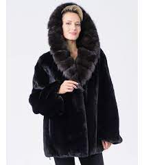 Mink Fur Coat With Marten Fur Hood In