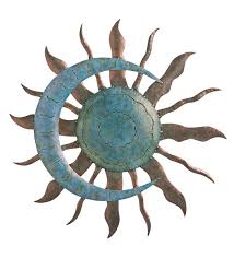 Recycled Metal Moon And Sun Wall Art