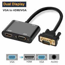 Port and one vga port, which is common, find an adapter to complete the connection. Vga To Hdmi Compatible Vga Splitter With 3 5mm Audio Converter Support Dual Display For Pc Projector Hdtv Multi Port Adapter Aliexpress