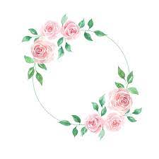 pink rose watercolor circle border and