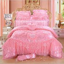 4 6 red pink lace princess bedding set